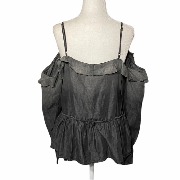 William Rast WOLFE Cold Shoulder Ruffle Top size Small - Picture 8 of 9